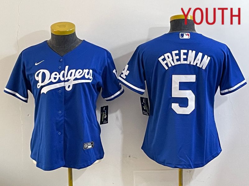 Youth Los Angeles Dodgers #5 Freeman Blue Game 2024 Nike MLB Jersey style 11205->youth mlb jersey->Youth Jersey